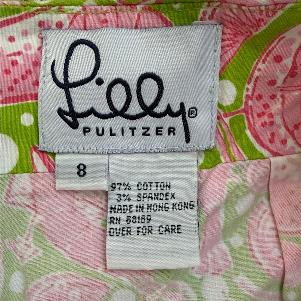 Lilly Pulitzer Vintage skort “Margarita Shrimp Cocktail” Print Made in Hong Kong - Picture 5 of 8